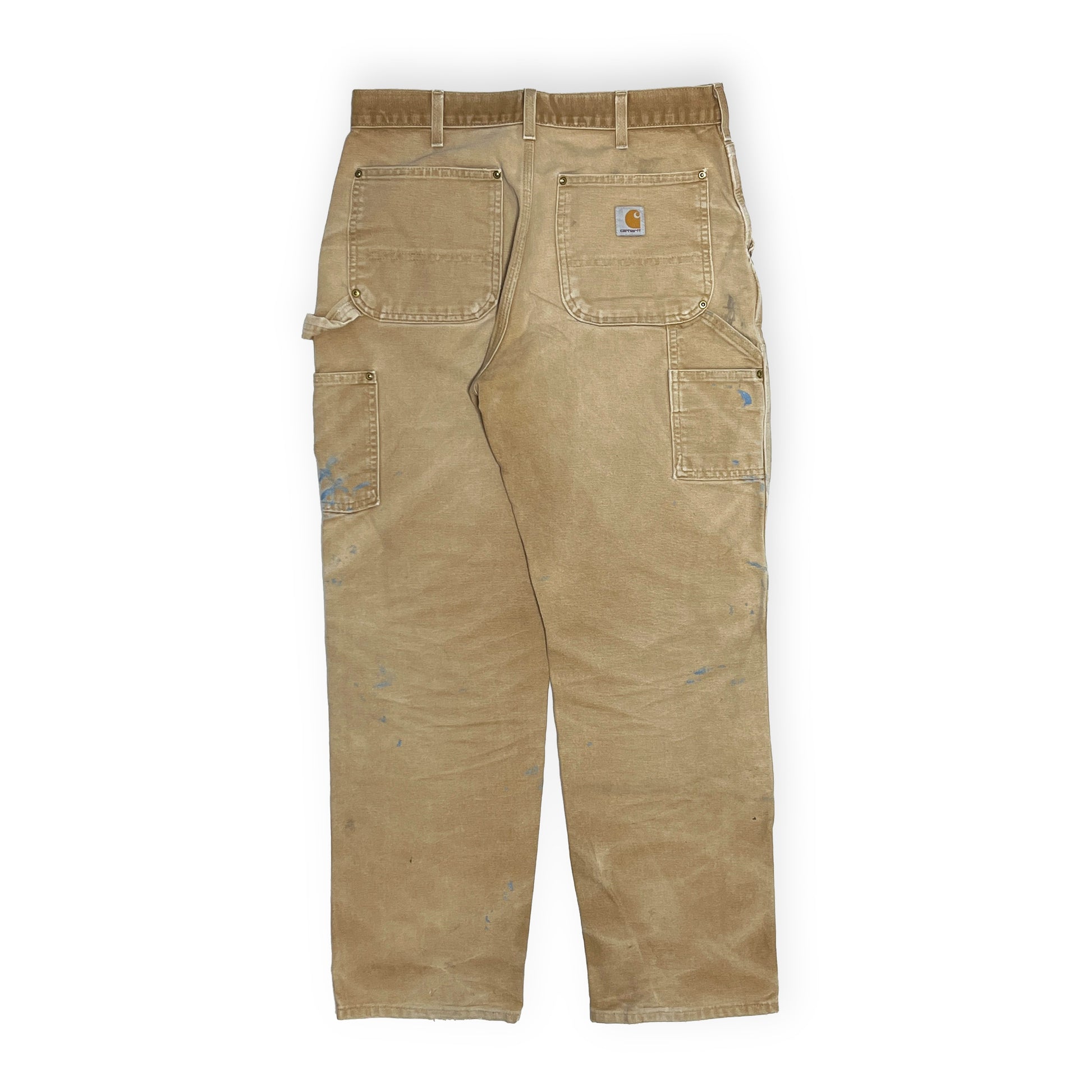 アメリカ製 Carhartt ダブルニー ダックペインターPT ペンキ飛び W33.5 L32 ディテール 3 ダックペイントPT ペンキ飛び 汚れ サイズ表記