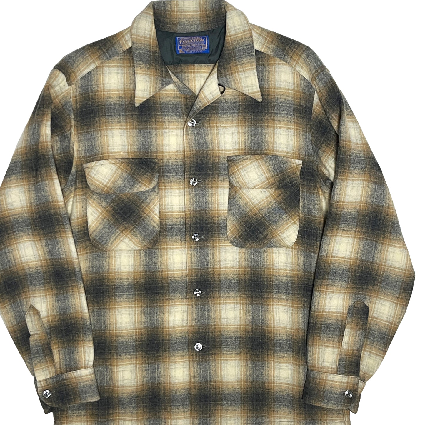 70s Pendleton Wool SH 極上配色チェック M 平置き 1 70's Pendleton Wool SH 極上配色チェッ