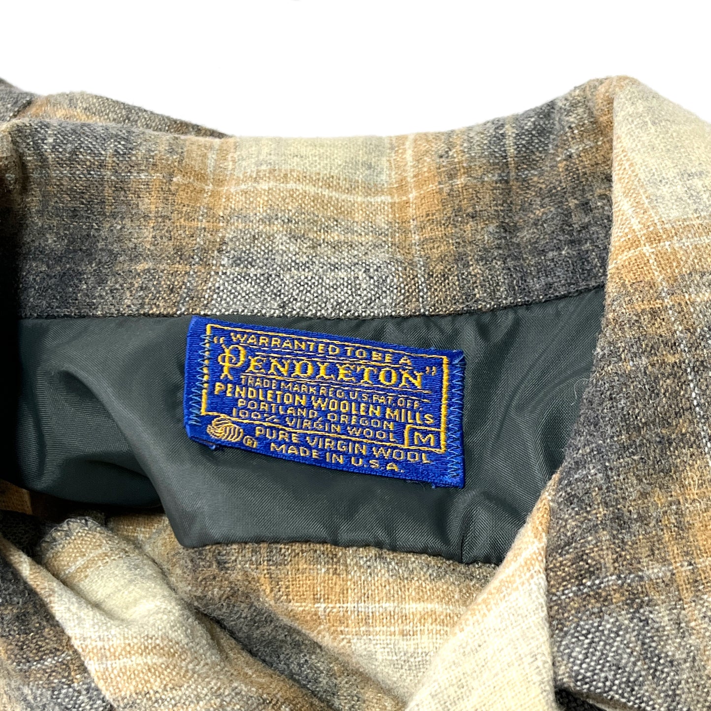 70s Pendleton Wool SH 極上配色チェック M ブランドタグ Pendleton Wool Mills 100% Virg