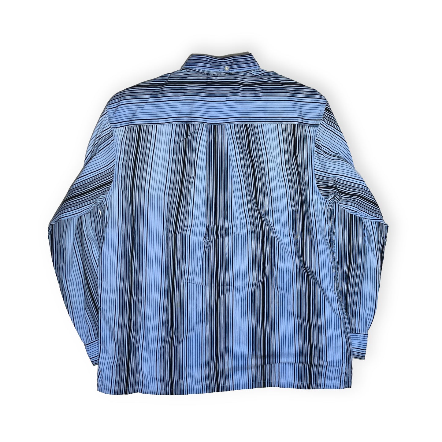 60s National Cotton L/S ストライプ SH 3点留めボタンダウン L 背面 のストライプ柄