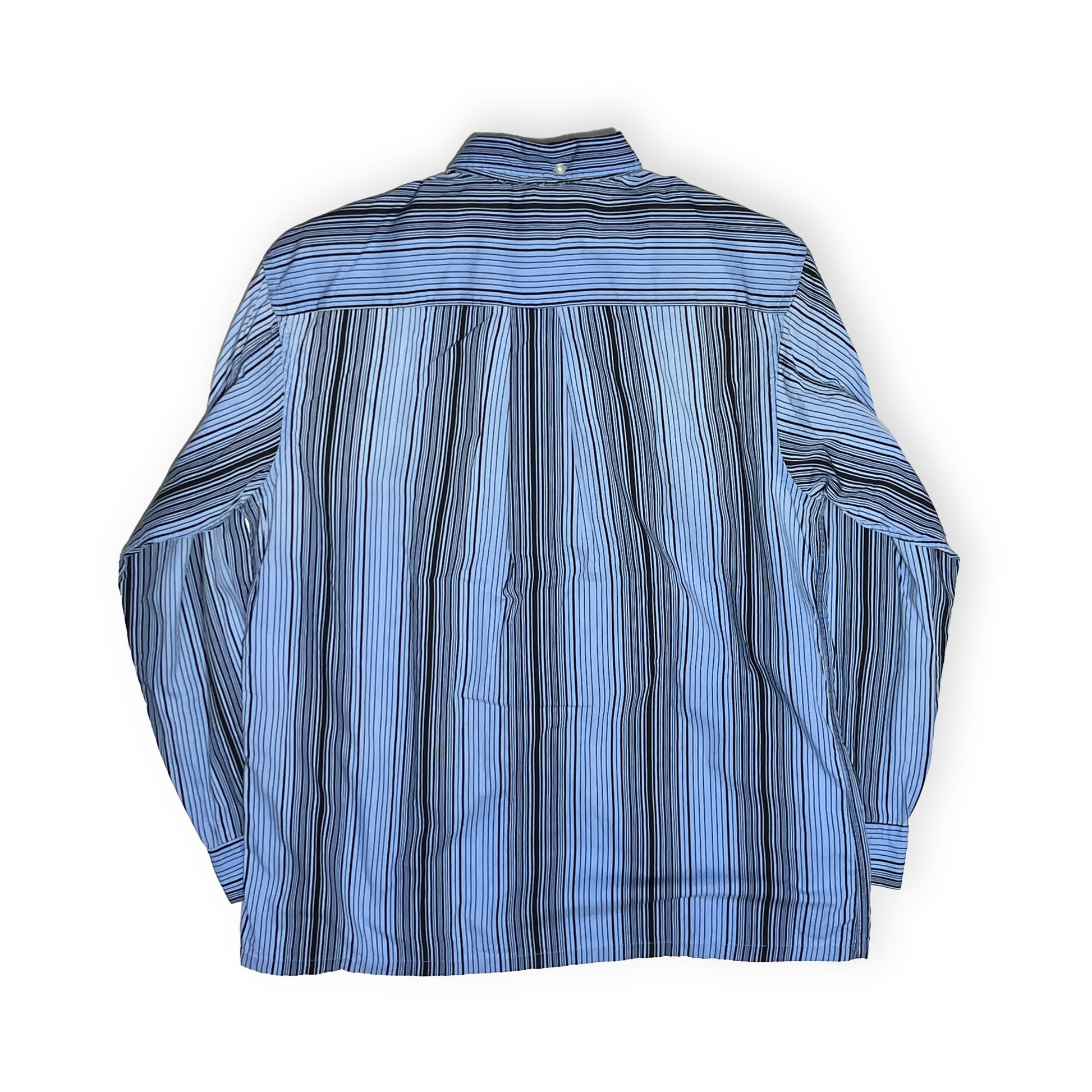 60s National Cotton L/S ストライプ SH 3点留めボタンダウン L 背面 のストライプ柄
