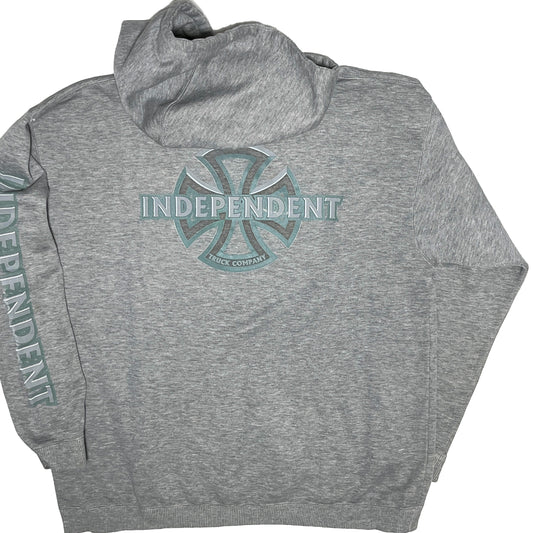 90s〜 NHS Independent Parka アイアンクロス XL 平置き 灰色 インデペンデントロゴ 左袖に縦文字プリント