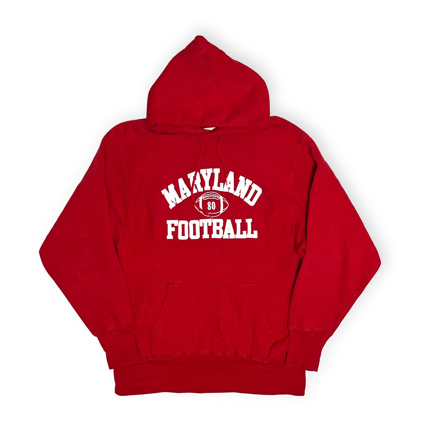 70s Champion 単色タグ R/W Parka "MARYLAND FOOTBALL" L 平置き 1 赤色 Maryland Footballプリント 80