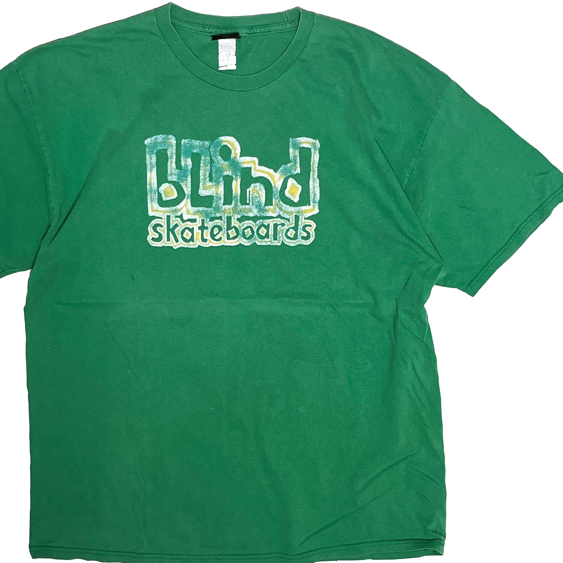 00s Blind Skateboards T XL 平置き 緑色 Blind Skateboardsロゴプリント XLサ