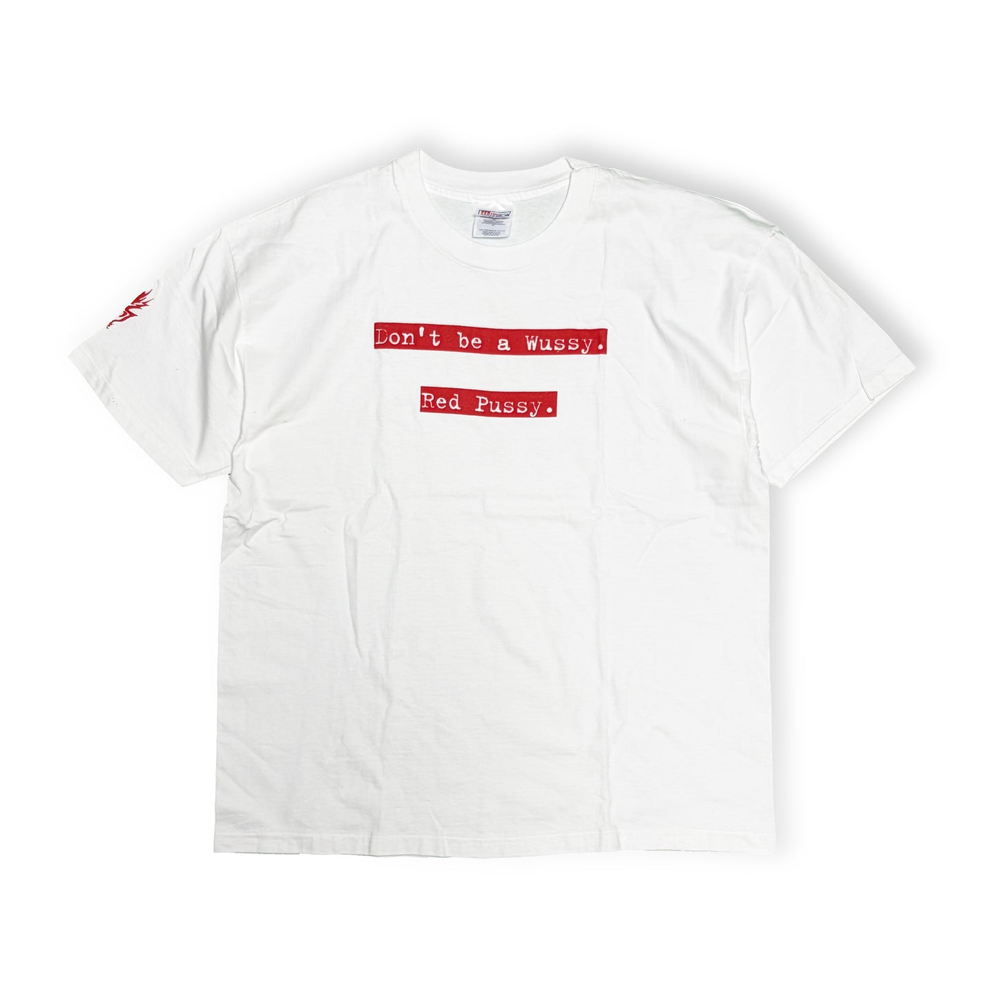 90's〜 Hanes "Don't be a Wussy. Red Pussy." T Size (XL)