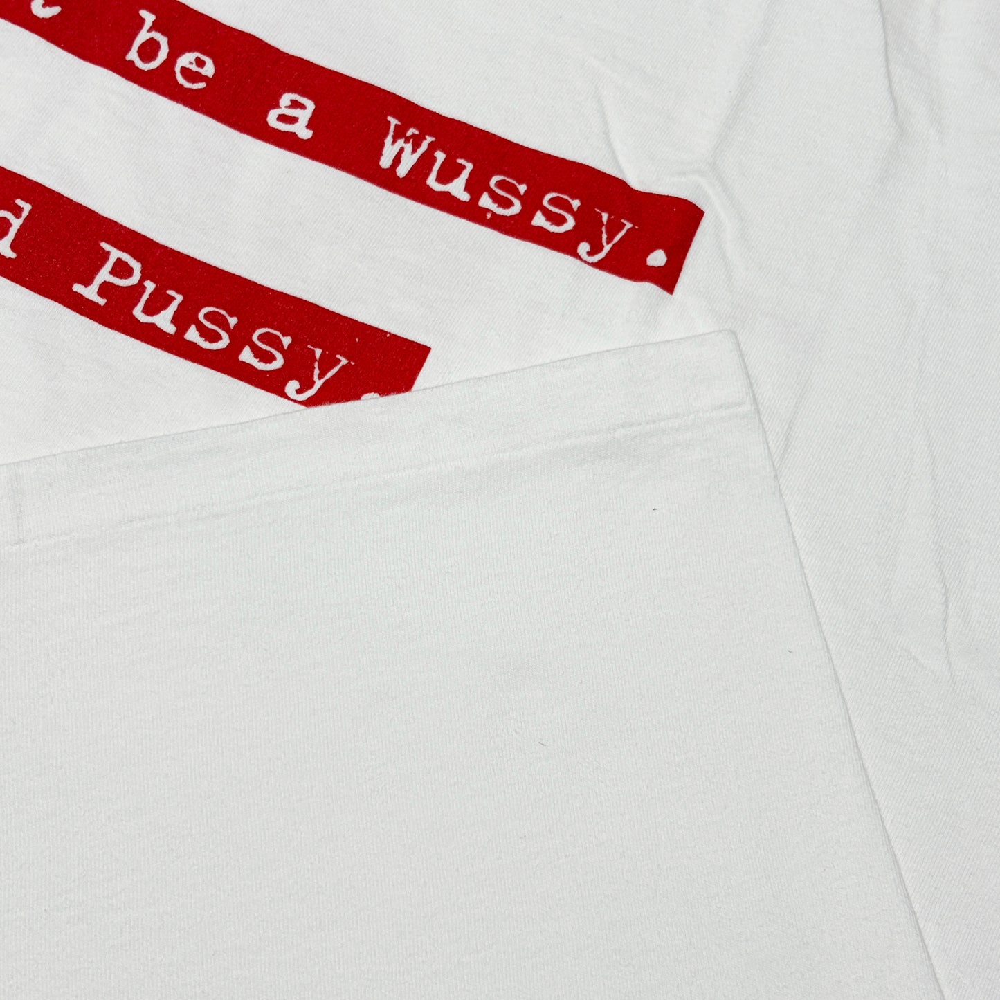 90's〜 Hanes "Don't be a Wussy. Red Pussy." T Size (XL)