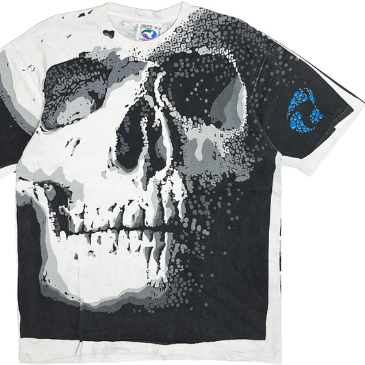 90's LIQUID BLUE Skull All Over Print T Size (XL) レア！