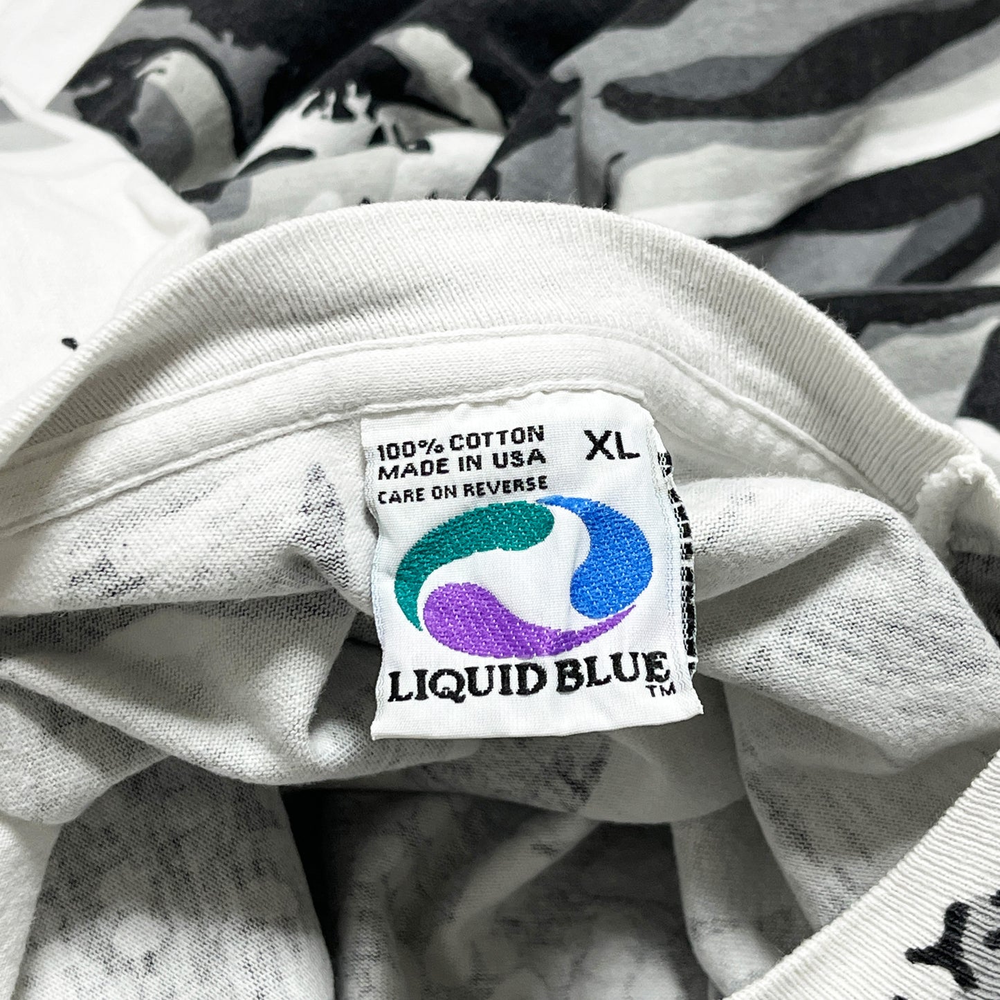 90's LIQUID BLUE Skull All Over Print T Size (XL) レア！
