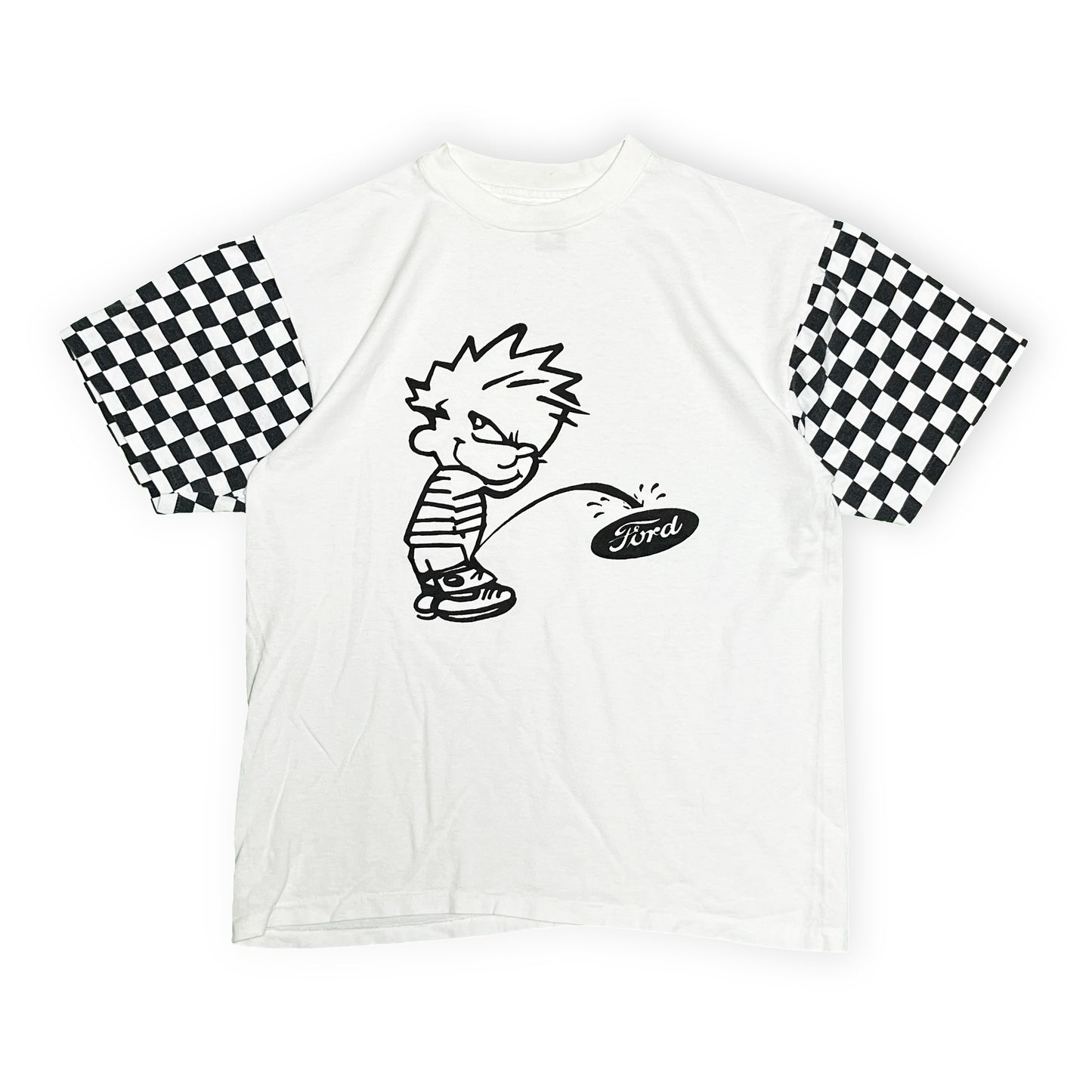 90's L.A.SPORTSWEAR Ford T Checker Sleeve Size (L) レア！