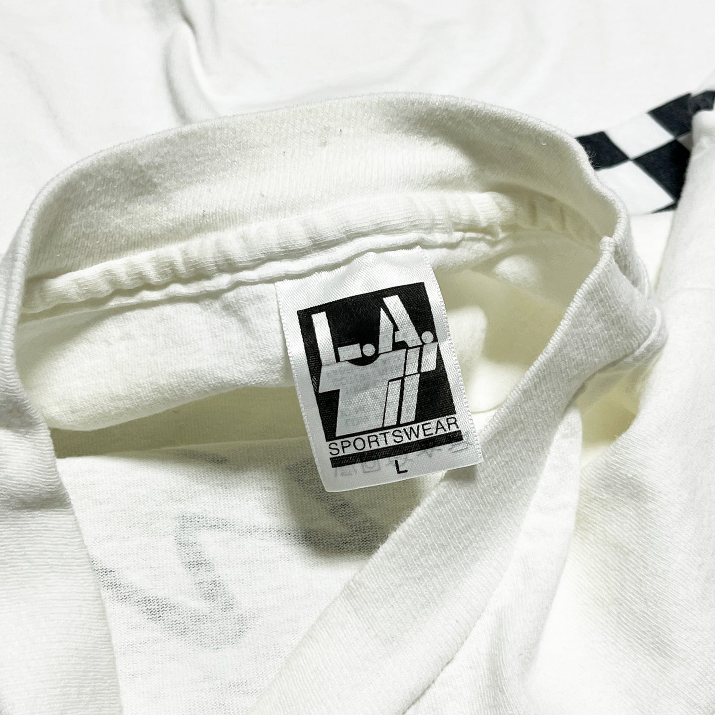 90's L.A.SPORTSWEAR Ford T Checker Sleeve Size (L) レア！