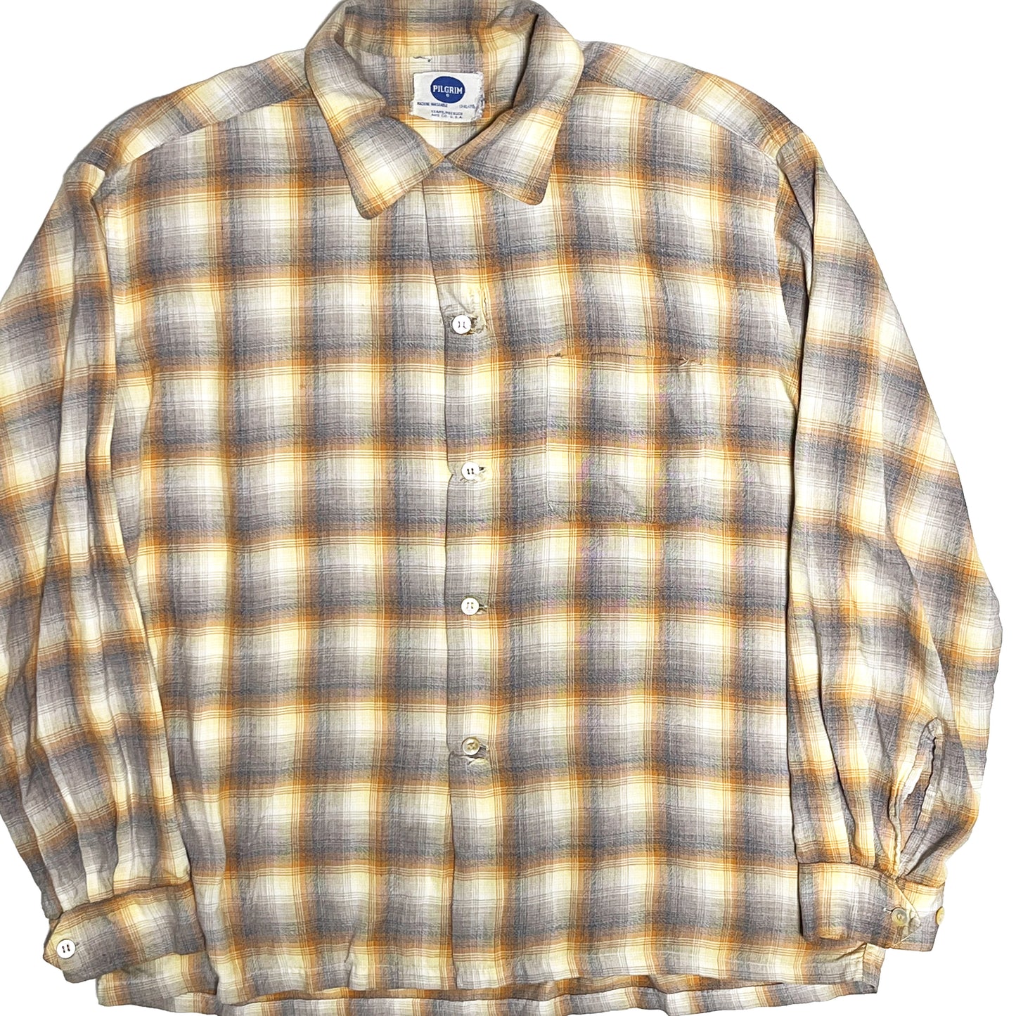 60's Pilgrim Onbre Rayon L/S SH Size (L) レア！