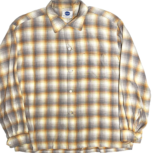 60's Pilgrim Onbre Rayon L/S SH Size (L) レア！