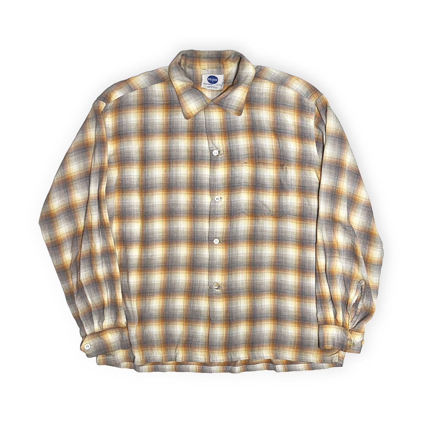 60's Pilgrim Onbre Rayon L/S SH Size (L) レア！