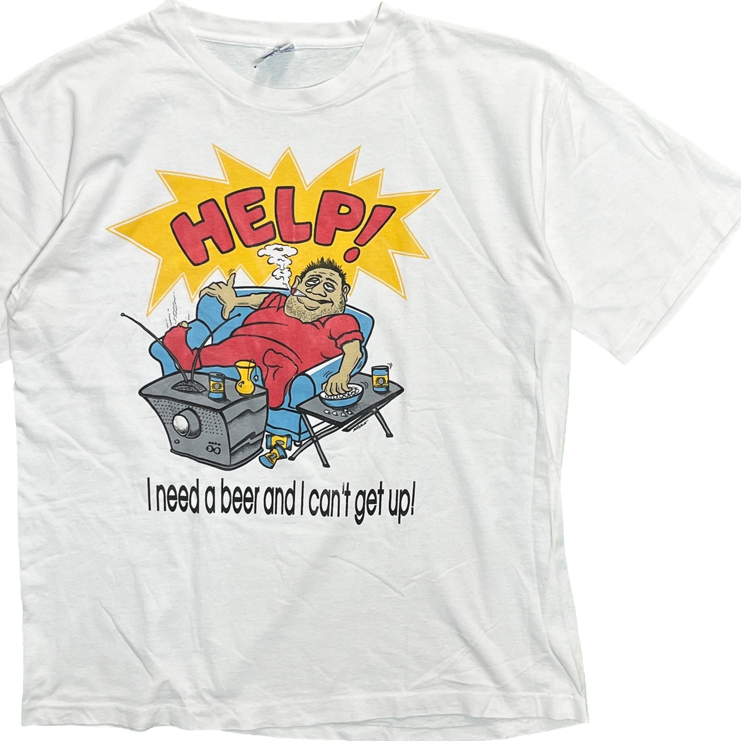 90's SALEM SPORTSWEAR "HELP I need a beer and I can't get up！" T Size (XL)