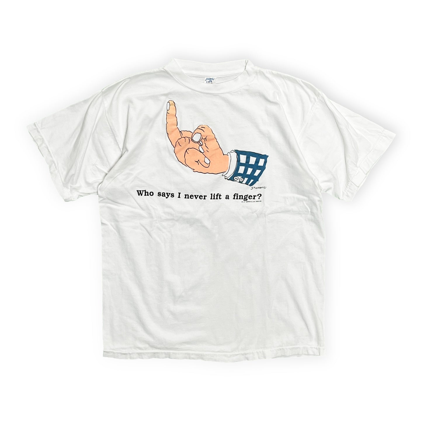 90's USA T's "Who says I never lift a finger ？" T Size (L)