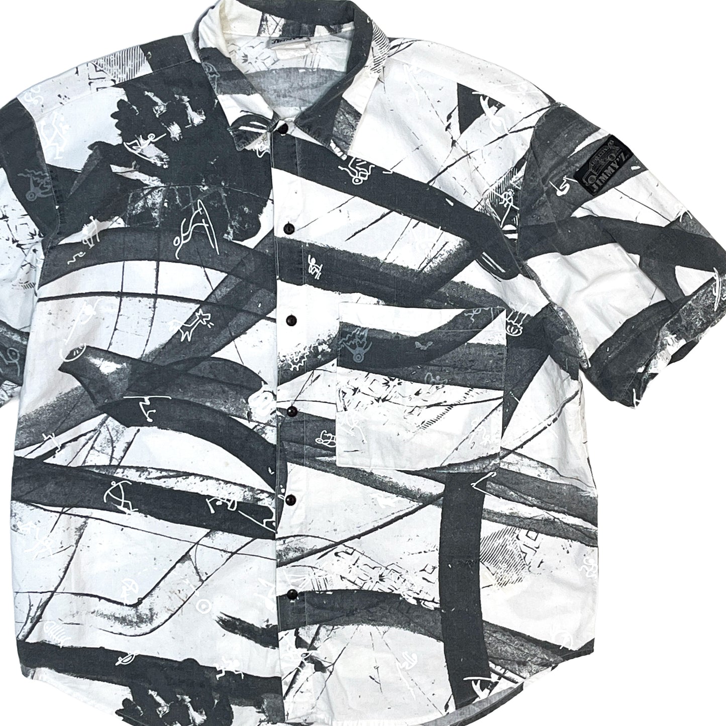 80's〜 JIMMY'Z Cotton S/S SH Abstract Pattern Size (S) レア！