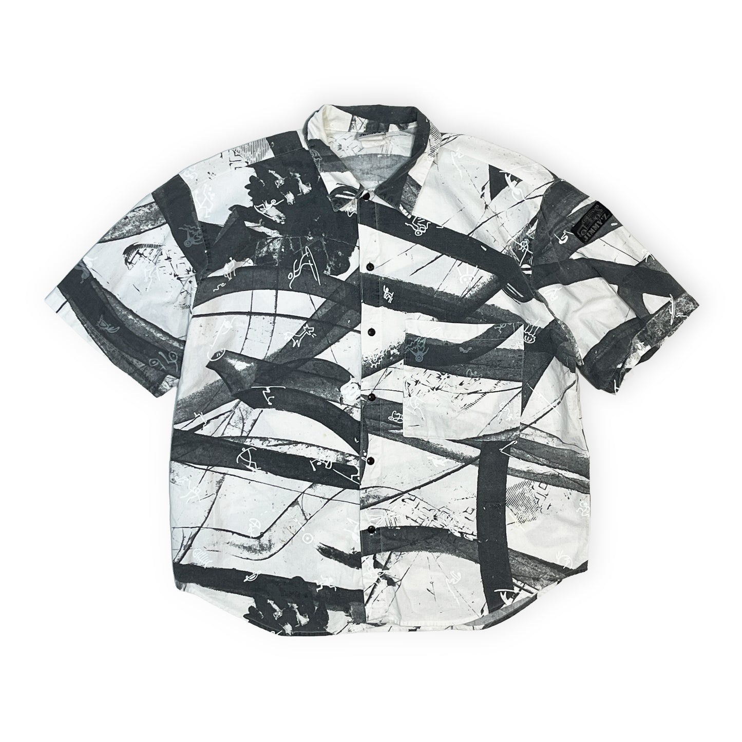80's〜 JIMMY'Z Cotton S/S SH Abstract Pattern Size (S) レア！