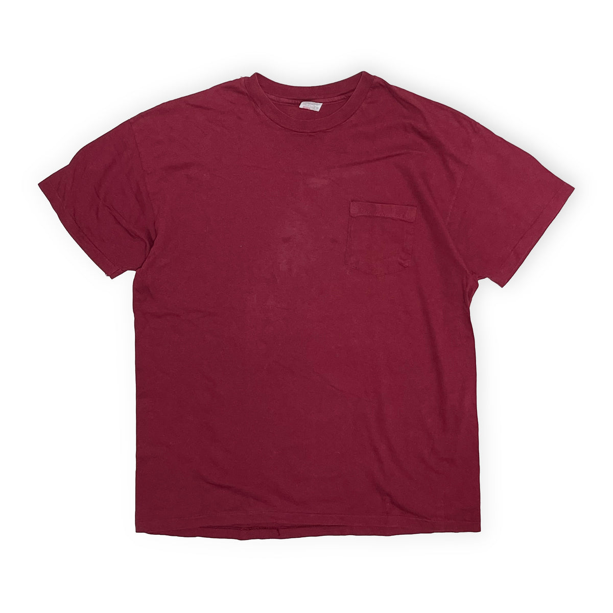 90's Hanes Pocket T バーガンディー Size (XL) グッドカラー！