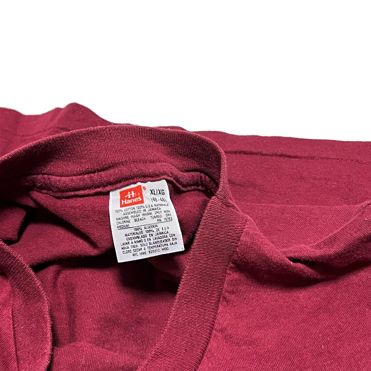 90's Hanes Pocket T バーガンディー Size (XL) グッドカラー！
