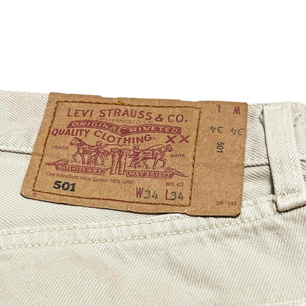 90's Levi's 501 Denim PT ベージュ グッドカラー！ Size (W33 L30)位