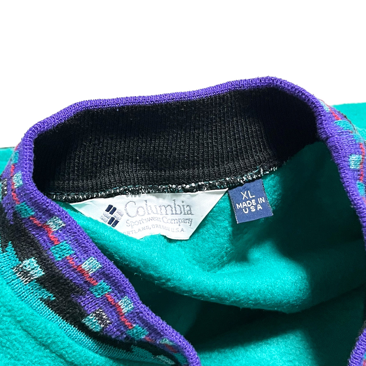 90's Columbia Fleece Geometric Trim Crew Size (XL) アメリカ製