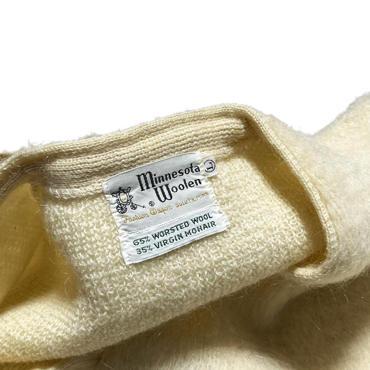 70's Minnesota Woolen Mohair Cardigan "Border Pattern" Size (L) ビッグサイズ！