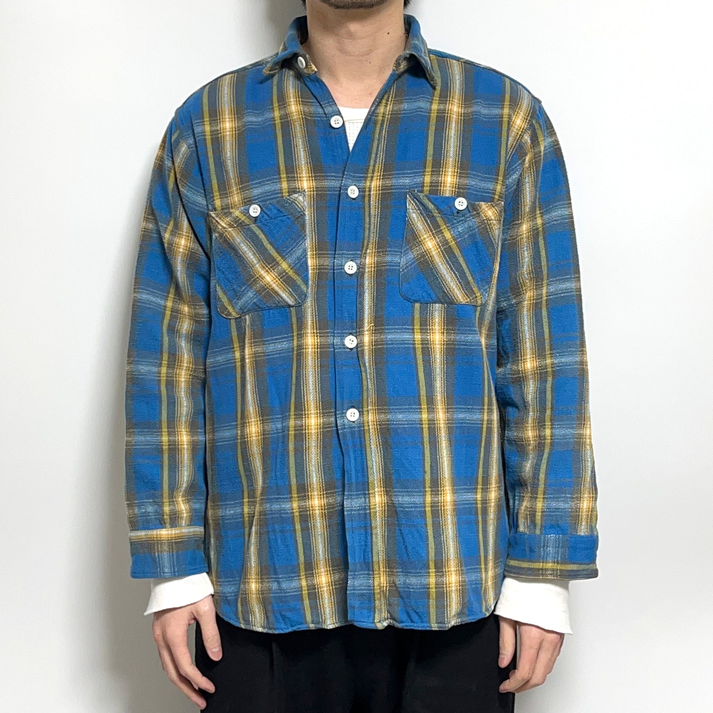 60's BIG YANK Nel SH マチ付き 好配色チェック Size (ML)位