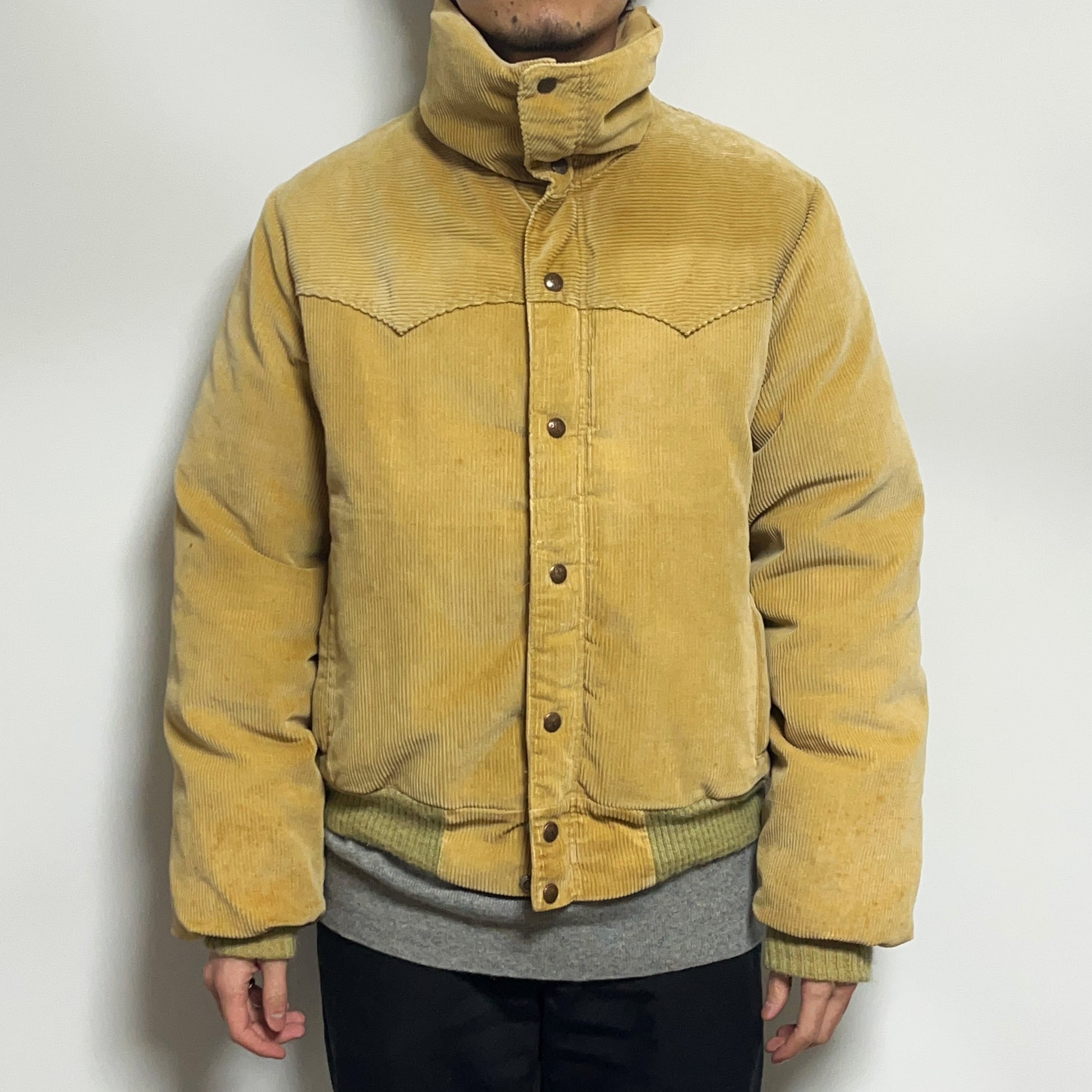 70s〜 Powderhon Mountaineering Cords JKT L モデル着用 着用 カールド素材 ボタン