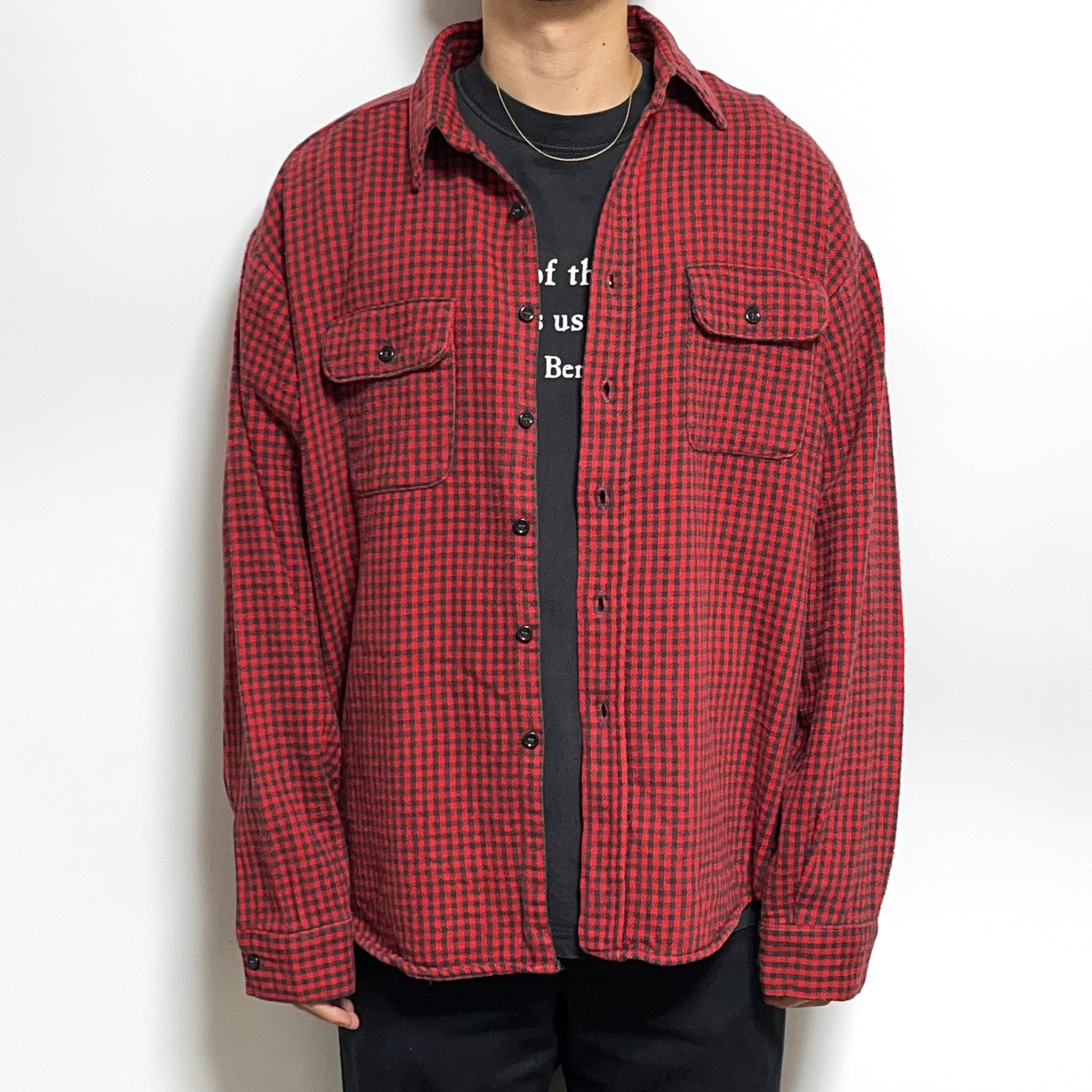 70s FIVEBROTHER Nel SH 千鳥格子 好配色チェック 2XL ブランドタグ 3 FIVEBROTHER 2XL-18 サイズタグ