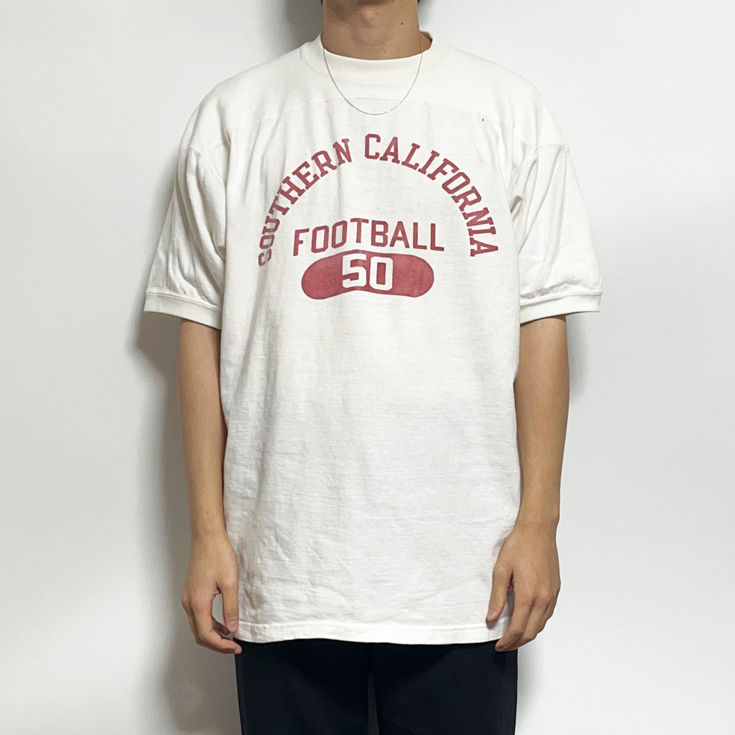 70's Champion プロダクツタグ Football T 3段染み込み Size (50) レア！