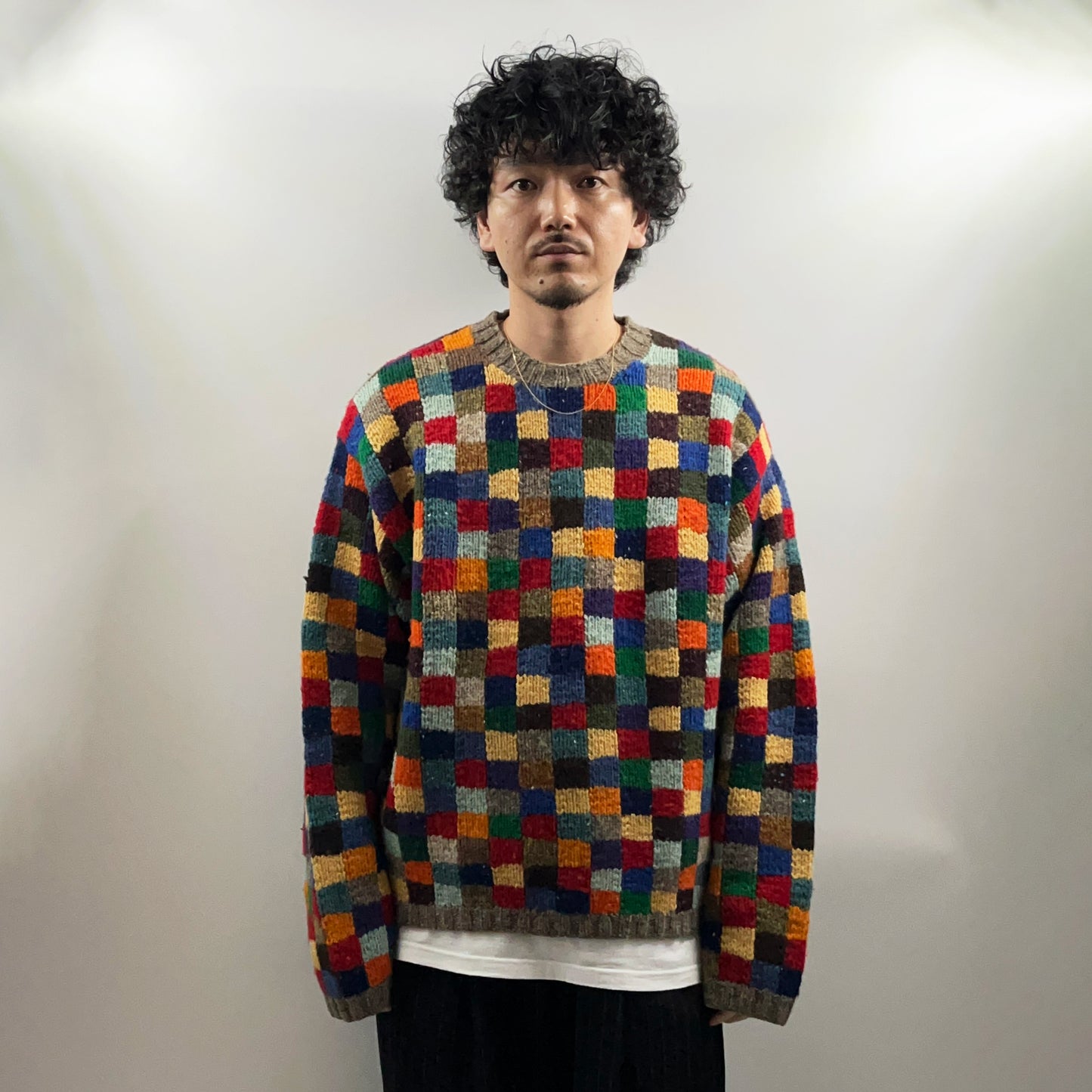 90's〜 J.CREW パッチワーク風 Sweater Size (L)