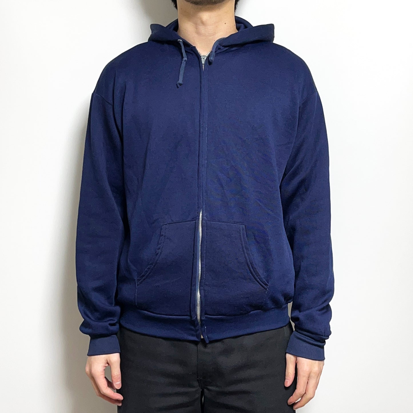 70s Sears KINGS ROAD Zip Parka ネイビー XL ディテール 1 ファスナー 素材の質感
