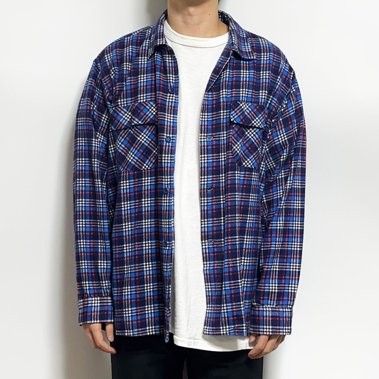 50's SPORTOP Print Nel SH 好配色チェック Size (XL) ビッグサイズ！