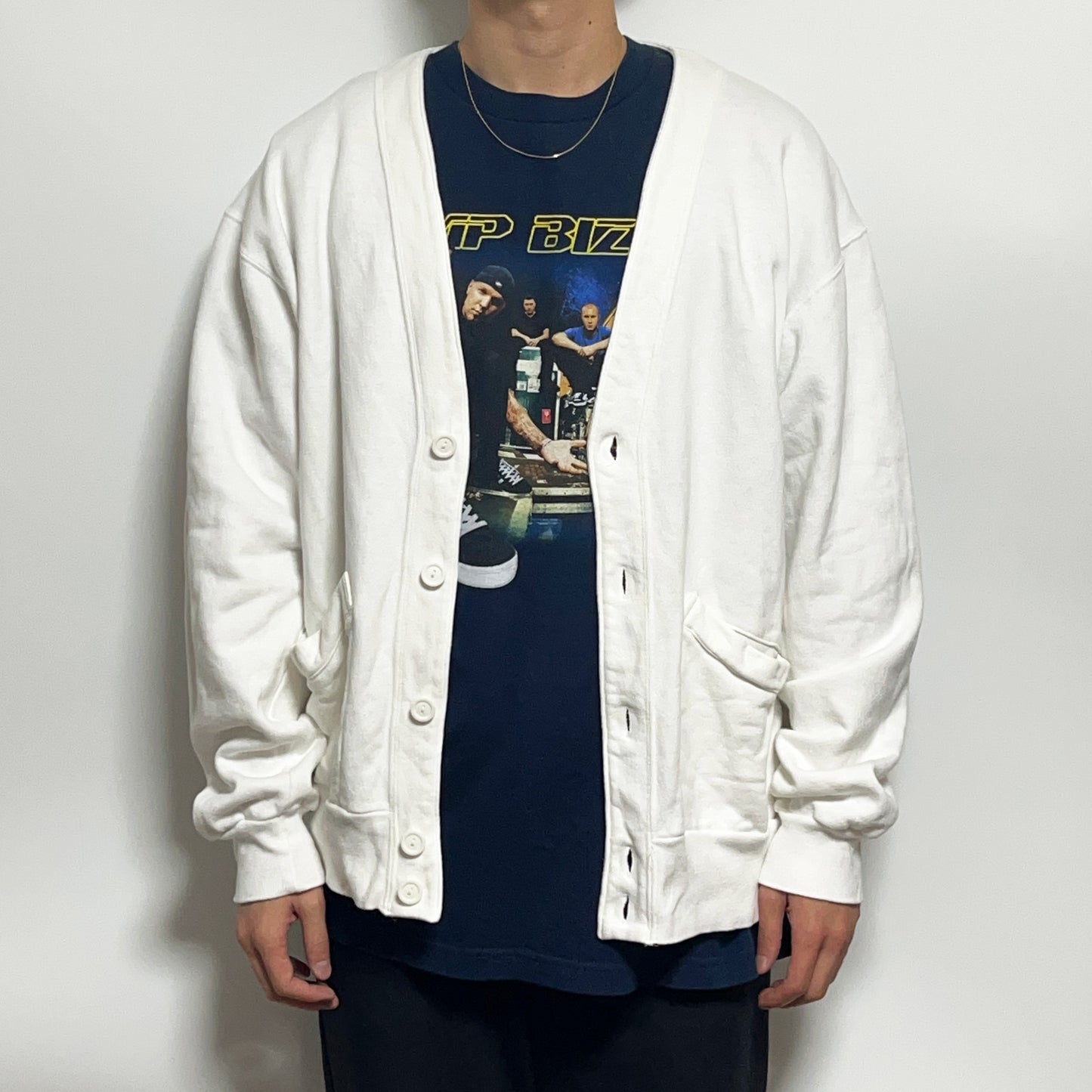 90's Champion 青刺繍タグ Sweat Cardigan ホワイト Size (XL)