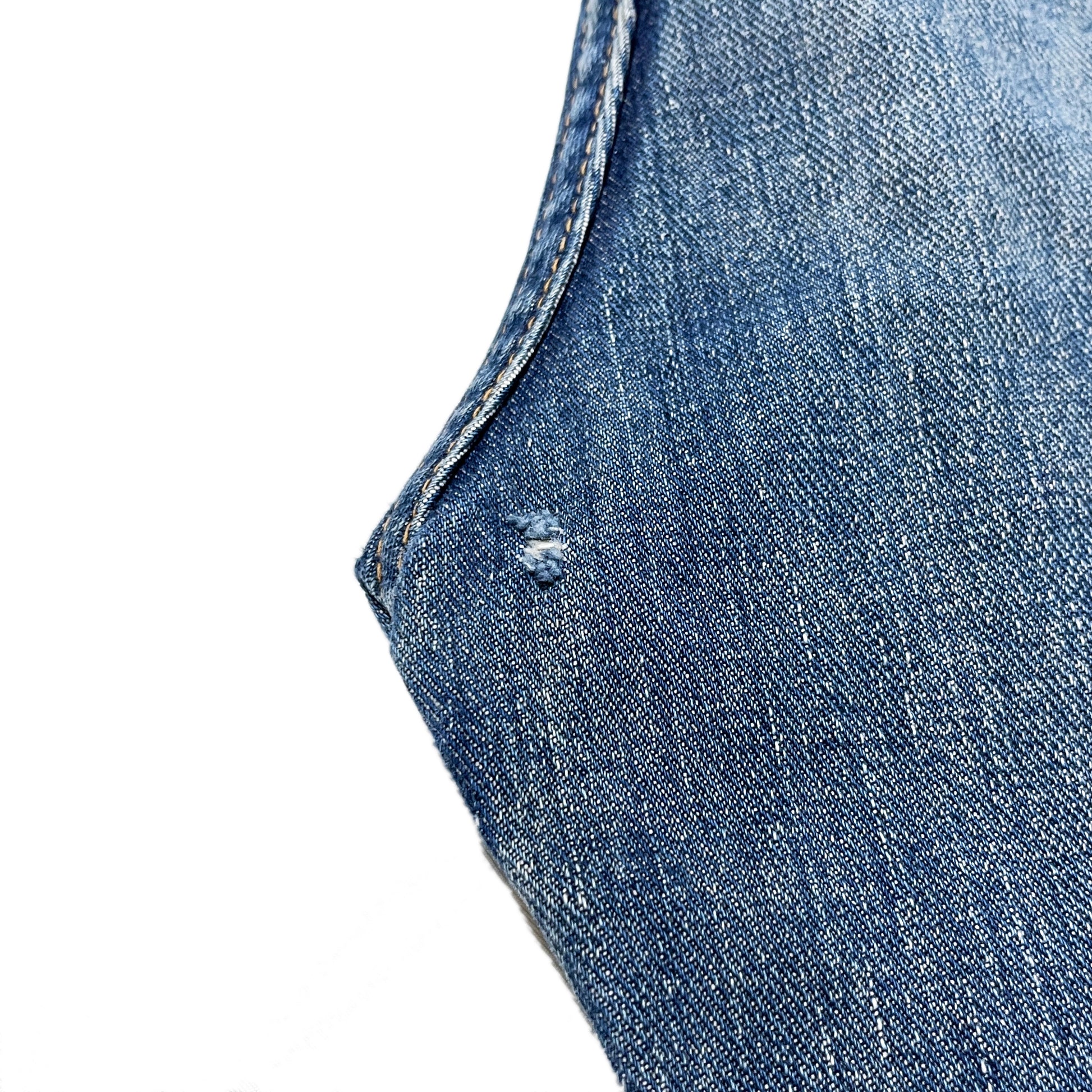 70s Wrangler 11MWZ Denim PT 良雰囲気 W31 L26 ディテール 裾の縫い目 白点