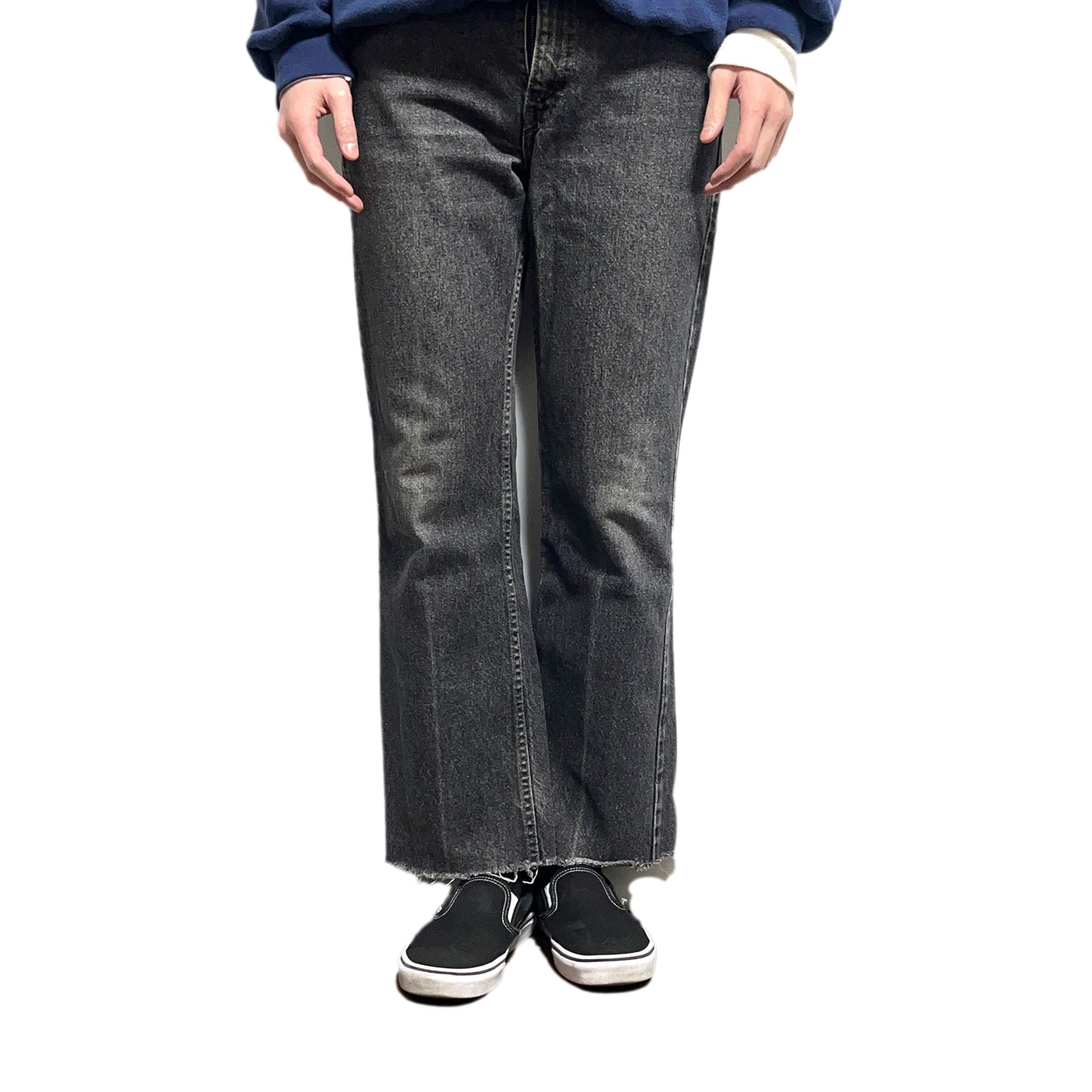 90s Levi's 517 Black Denim PT W32 L28.5 モデル着用 黒スニーカー