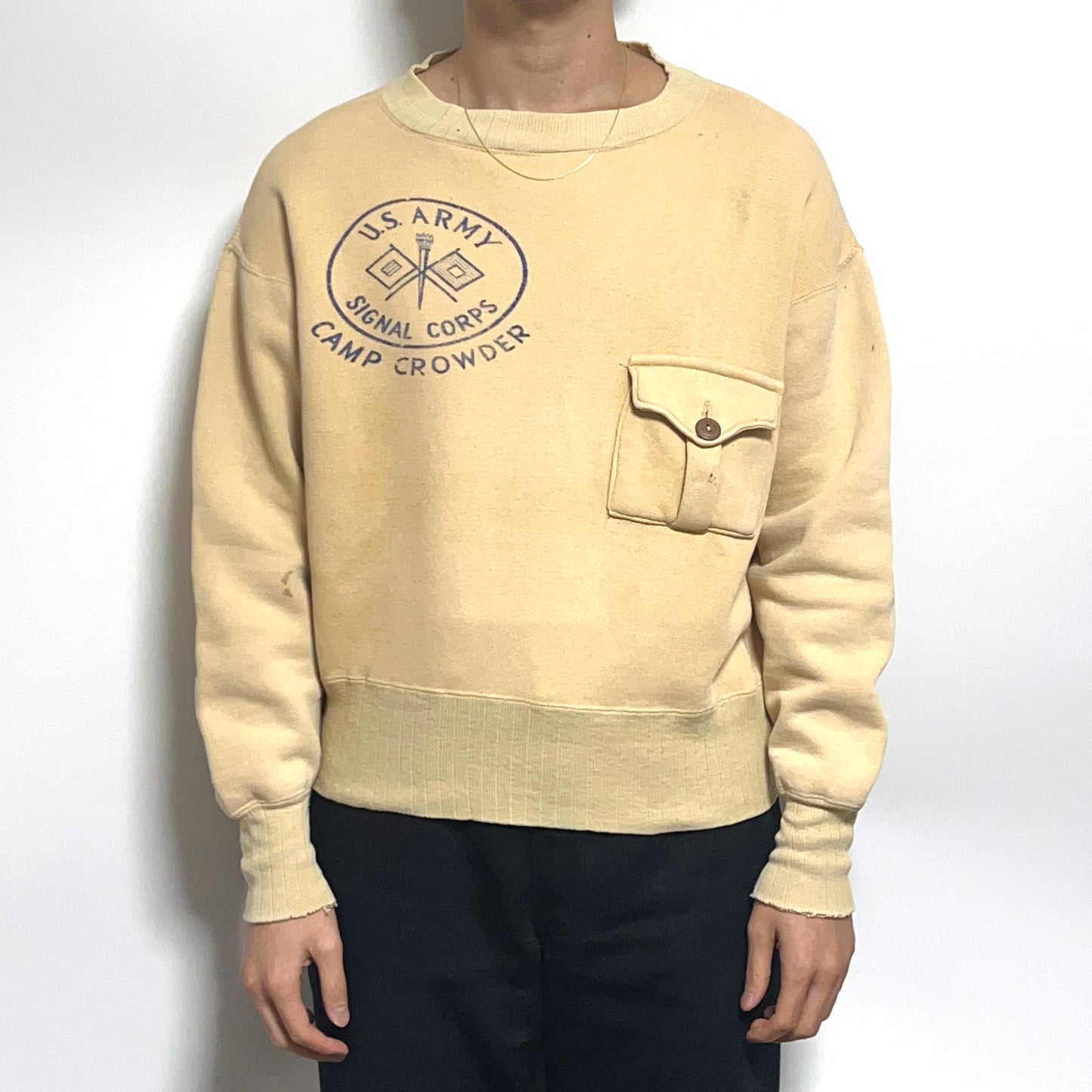 40's GOLD ACE U.S.ARMY Pocket Sweat 針抜きリブ Size (ML)位 スペシャル！