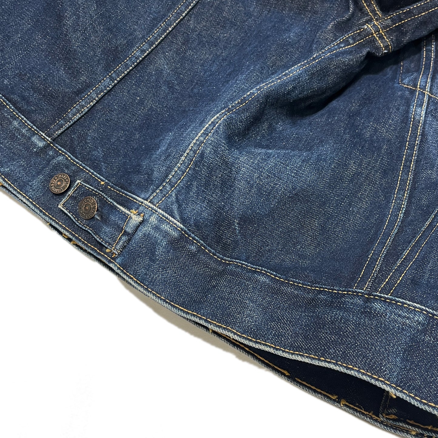 60s Levi's 557 Denim JKT 濃紺 44 ディテール 6 襟の裏地 縫い目