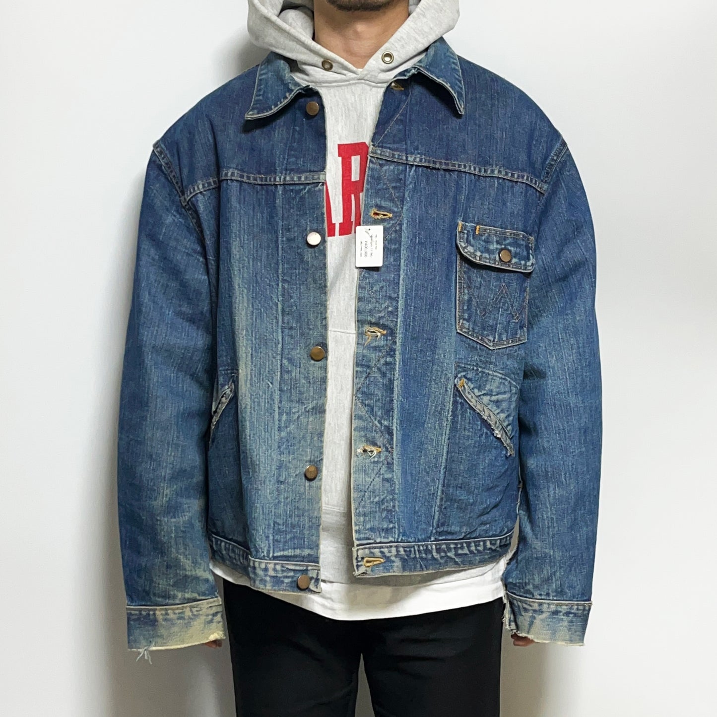 60s Wrangler 111MJ Denim JKT 46 超ビッグサイズ モデル着用 1 白T 黒パンツ
