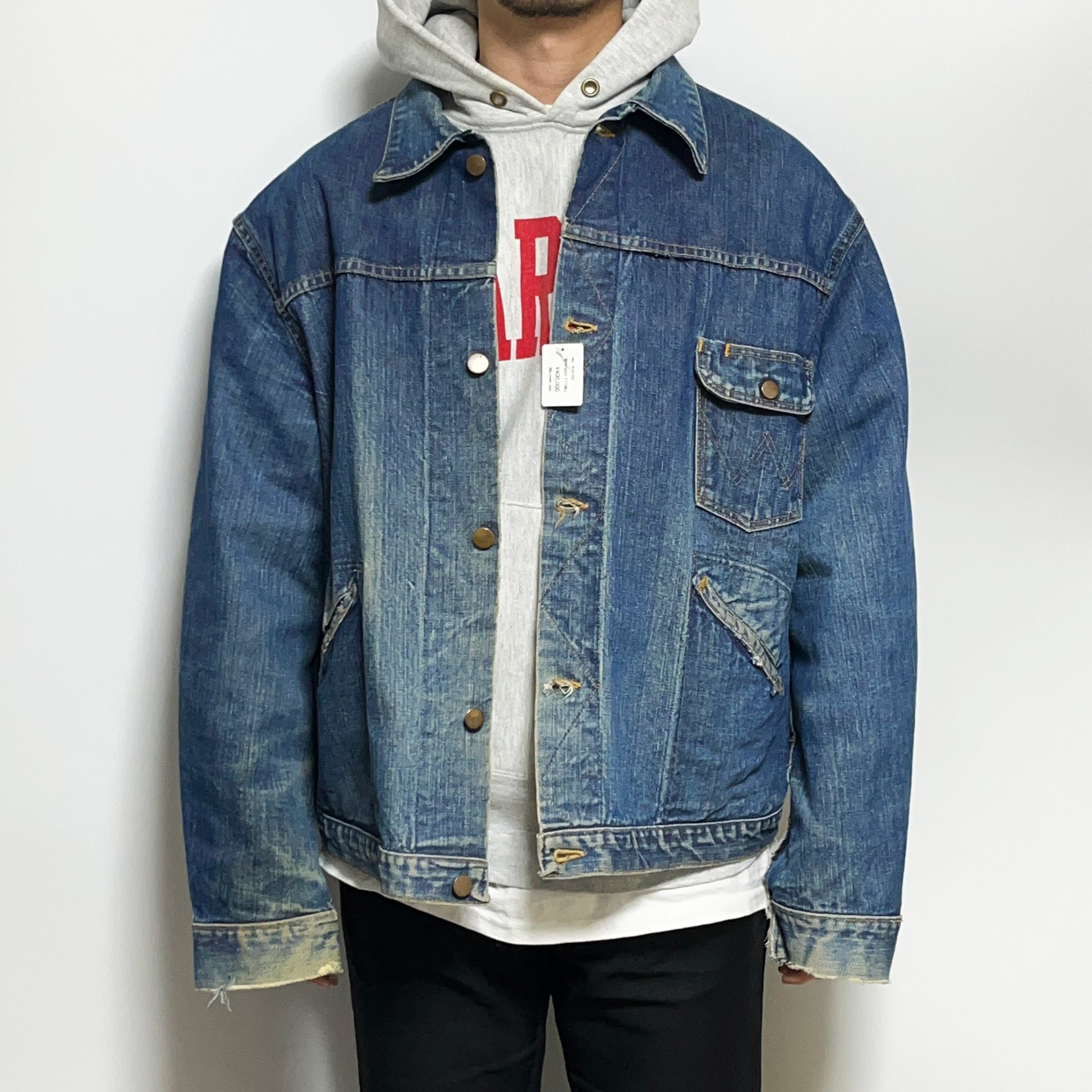 60s Wrangler 111MJ Denim JKT 46 超ビッグサイズ モデル着用 1 白T 黒パンツ
