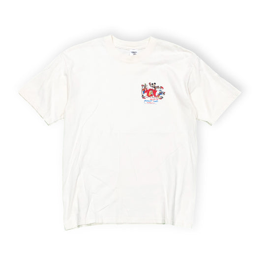 00s CAST EXCLUSIVE Walt Disney 100th anniversary T L 平置き 白ベースに彩色のプリント 左胸にキャラクター 右胸に文字