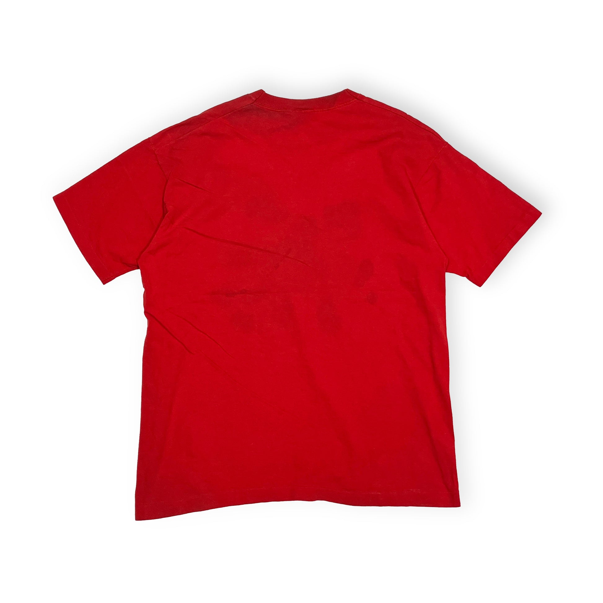 90s Disney Mickey Minnie T 青パン L 背面 赤いTシャツの背面 プリントが覆われている