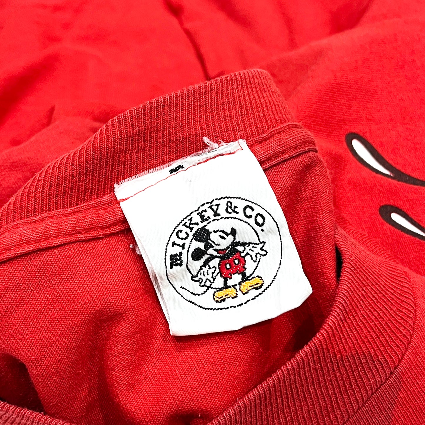 90s Disney Mickey Minnie T 青パン L ブランドタグ 1 襟の白いタグ Mickeyのロゴ