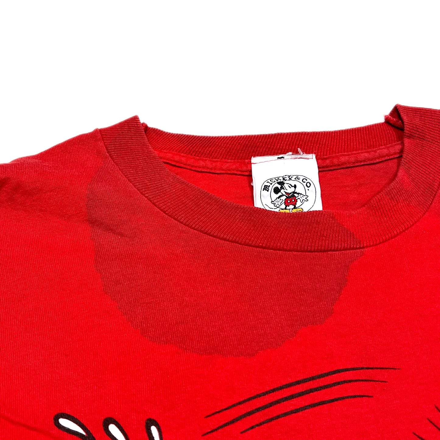 90s Disney Mickey Minnie T 青パン L ブランドタグ 2 襟の白いタグ Mickeyのロゴ