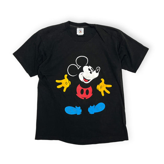 90s Disney Mickey Black T L 平置き 黒Tシャツ 正面にマウスカーソルプリント