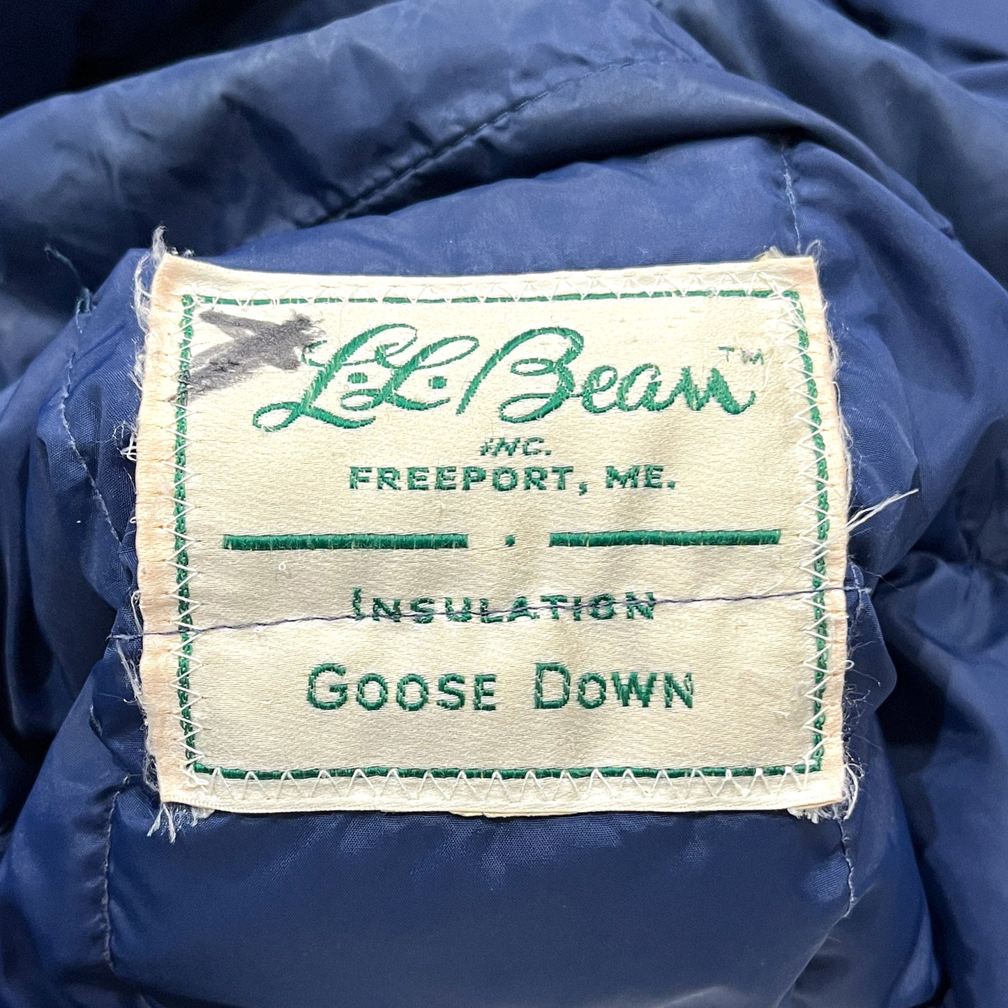 70's L.L.Bean 筆記体タグ Down SH Size (L)位