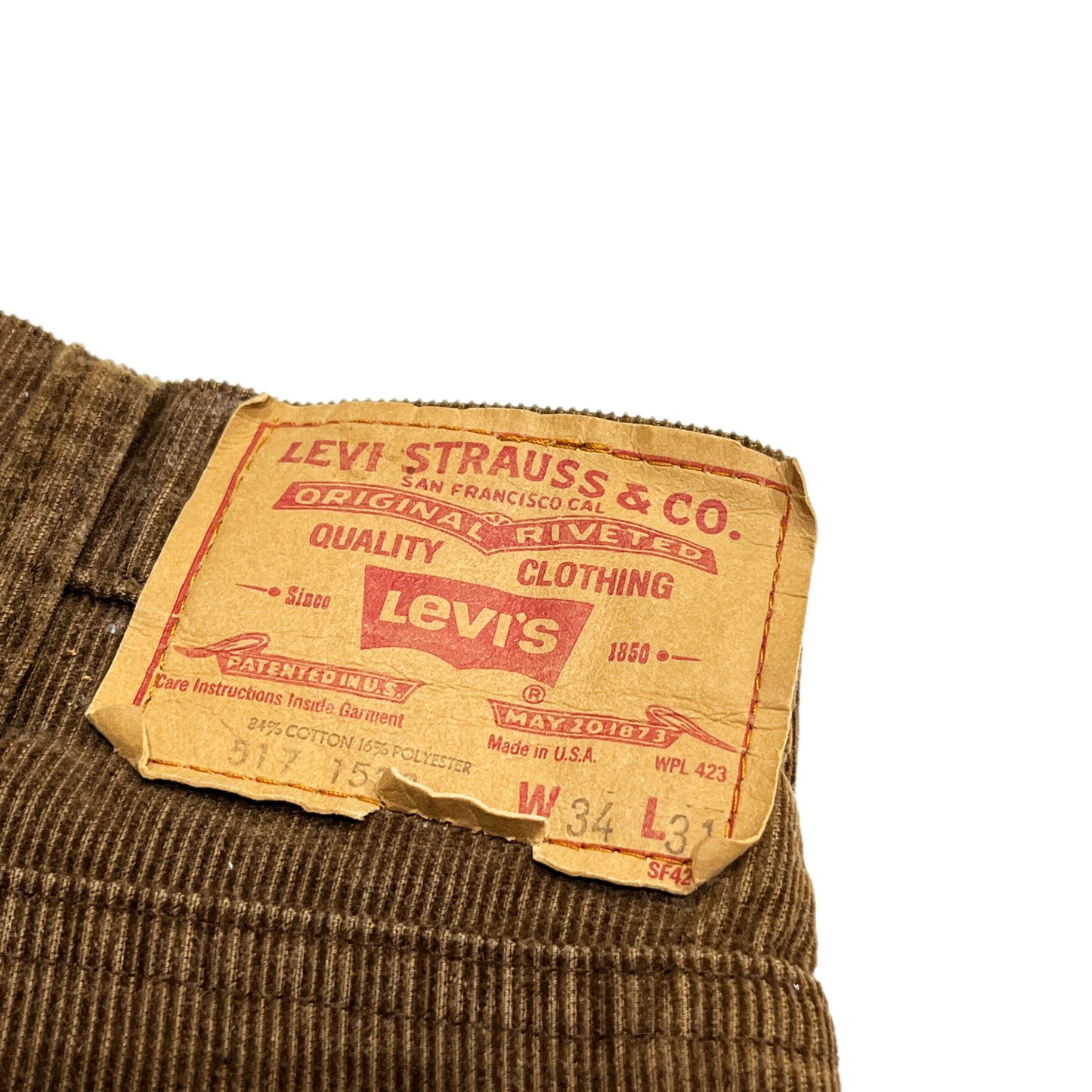 80's Levi's 517 Corduroy PT Brown (W34 L31)位