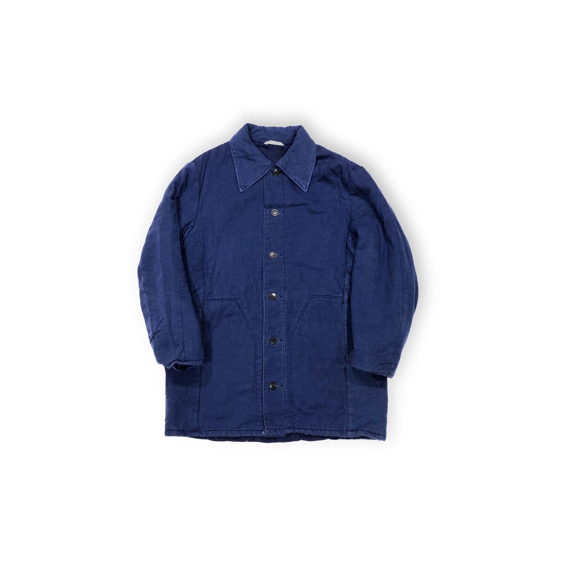 70s〜 Euro Work Coat 表記50 平置き ダークネイビー ボタン通し フロントポケット